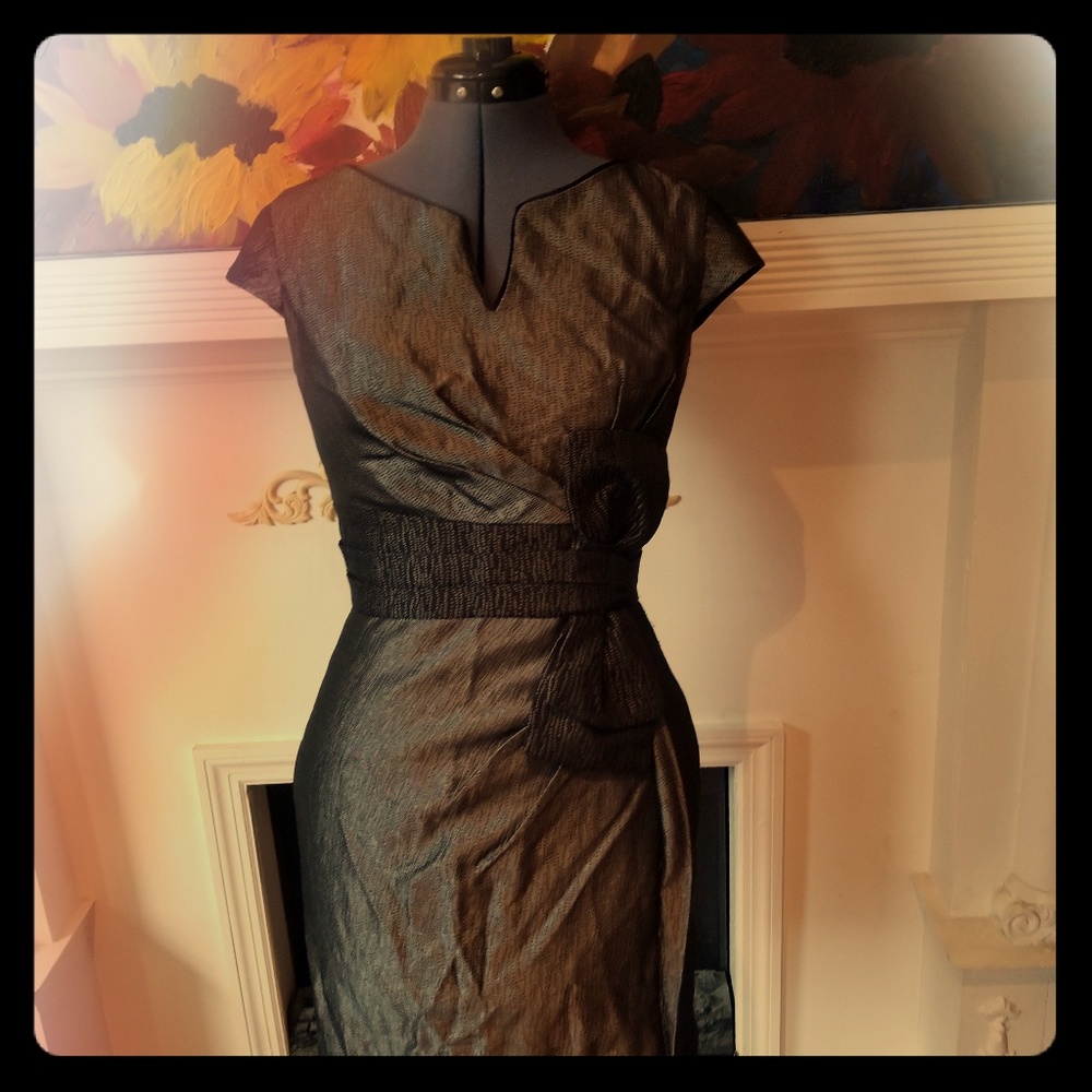 Short sleeve Silver & Black Cocktail Dress.